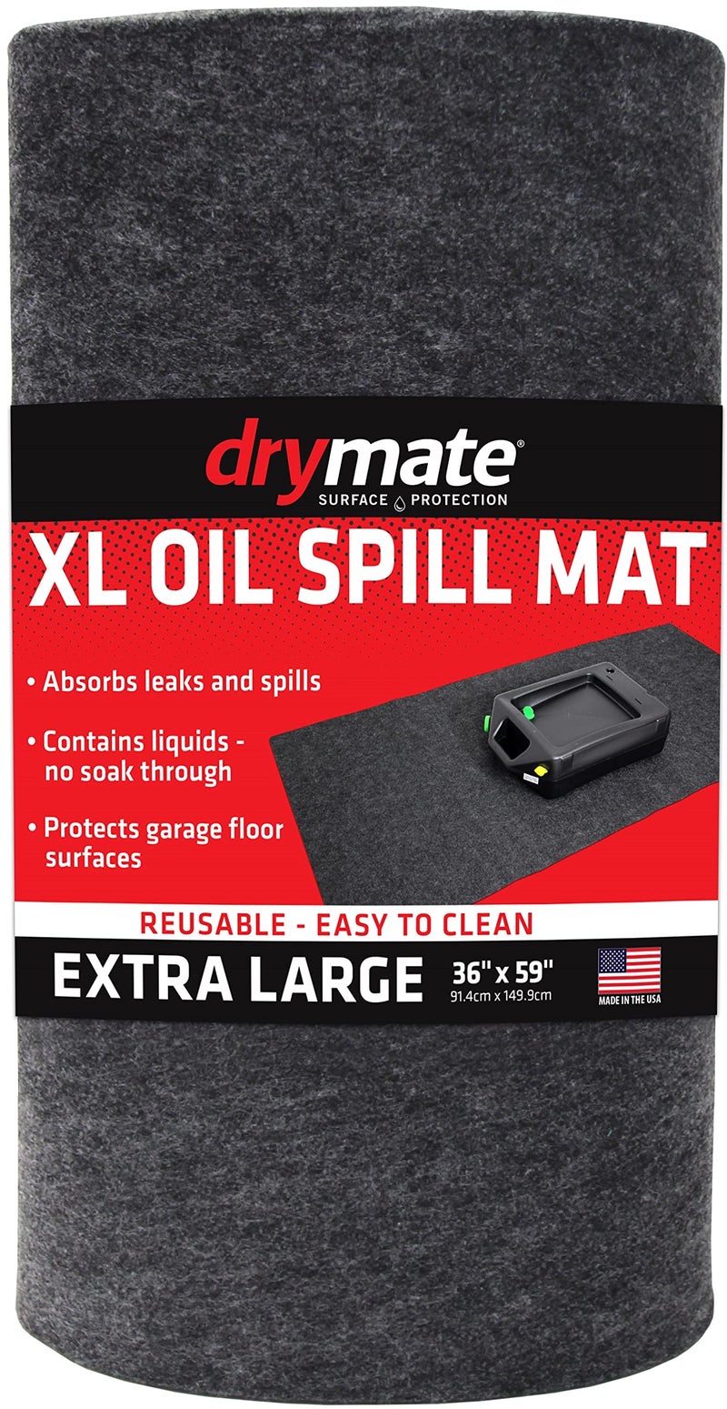 حصيرة انسكاب الزيت Drymate XL (91.44 سم × 59.08 سم) وسادة زيت ماصة ممتازة، قابلة لإعادة الاستخدام، قابلة للغسل، متينة ومقاومة للماء، تحتوي على سوائل تحمي سطح أرضية المرآب (صنع في الولايات المتحدة الأمريكية)